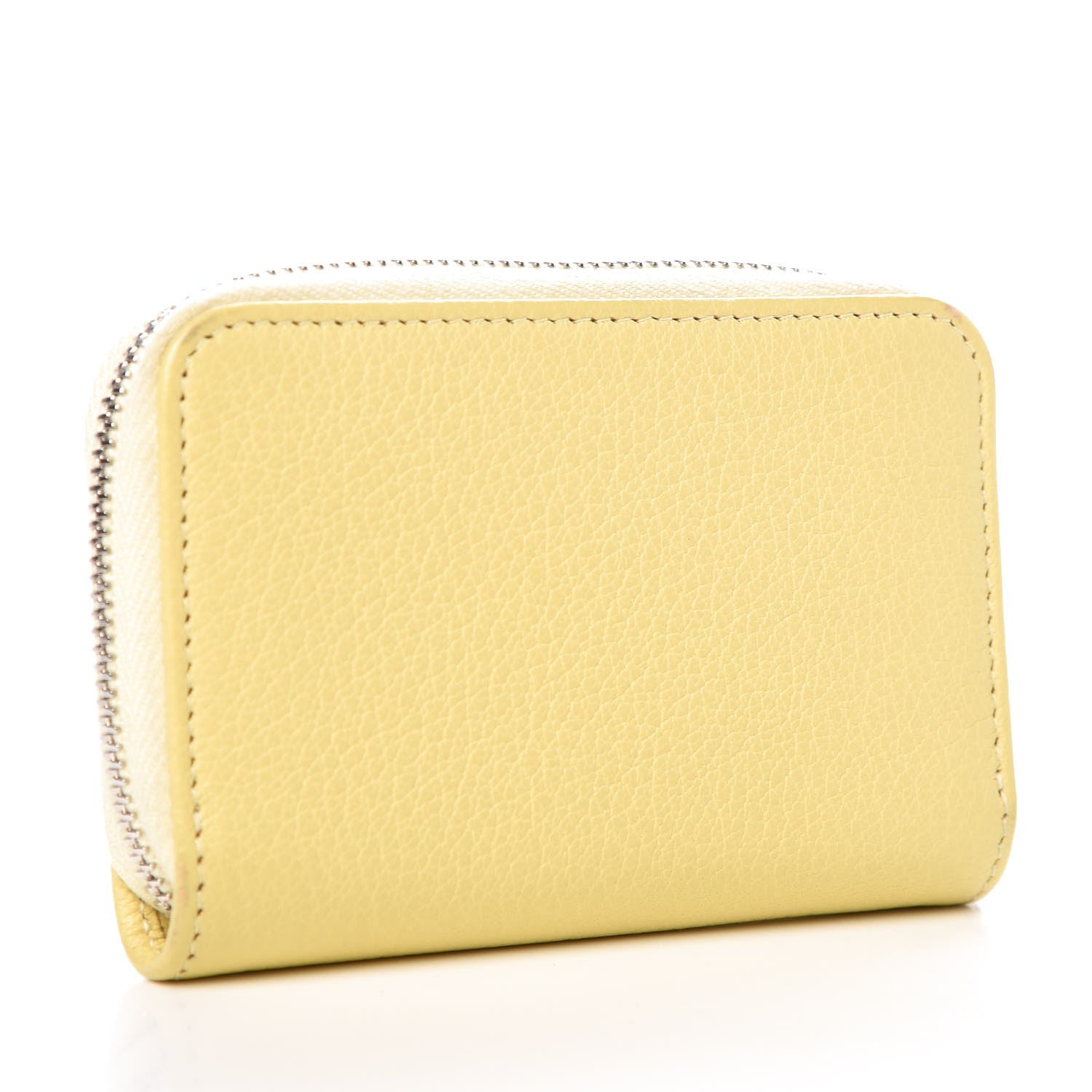 Chanel Goatskin CC Clover Zip Coin Purse Yellow 3 of 8