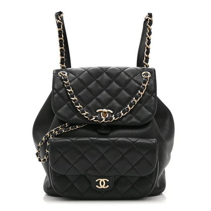 Chanel Lambskin Quilted Large Duma Drawstring Backpack Black 1 of 10