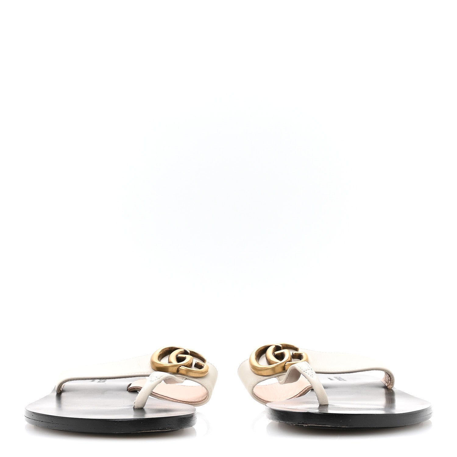 Gucci Calfskin GG Marmont Thong Sandals 36.5 Mystic White 3 of 7