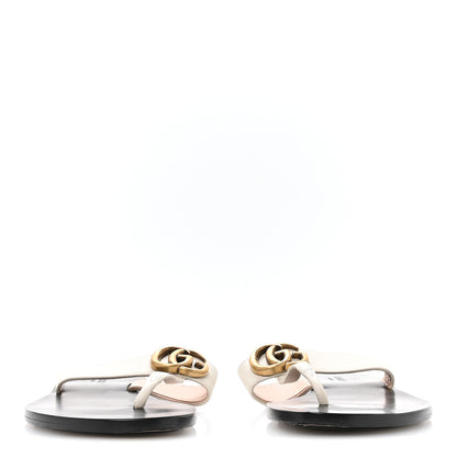 Gucci Calfskin GG Marmont Thong Sandals 36.5 Mystic White 3 of 7