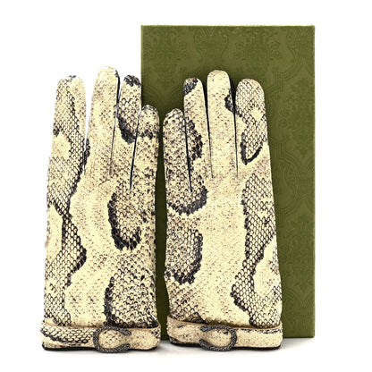 Gucci Snakeskin Lambskin Dionysus Gloves 7.5 Beige 5 of 5