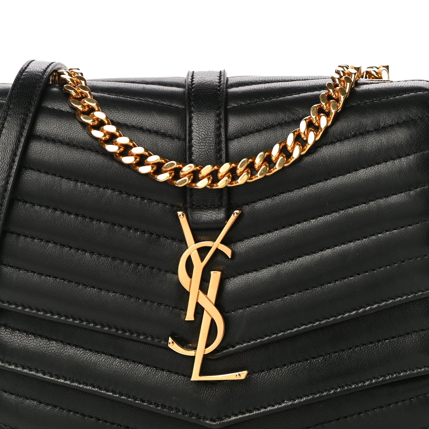 Saint Laurent Lambskin Matelasse Chevron Monogram Small Sulpice Bag Black 8 of 11