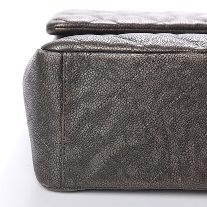 Chanel Metallic Caviar Quilted Maxi Double Flap Charcoal 10 of 17