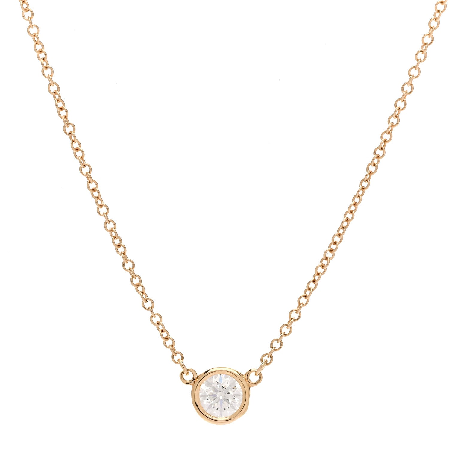 Tiffany 18K Rose Gold Diamond .25ct Elsa Peretti Diamonds by the Yard Pendant Necklace 1 of 6