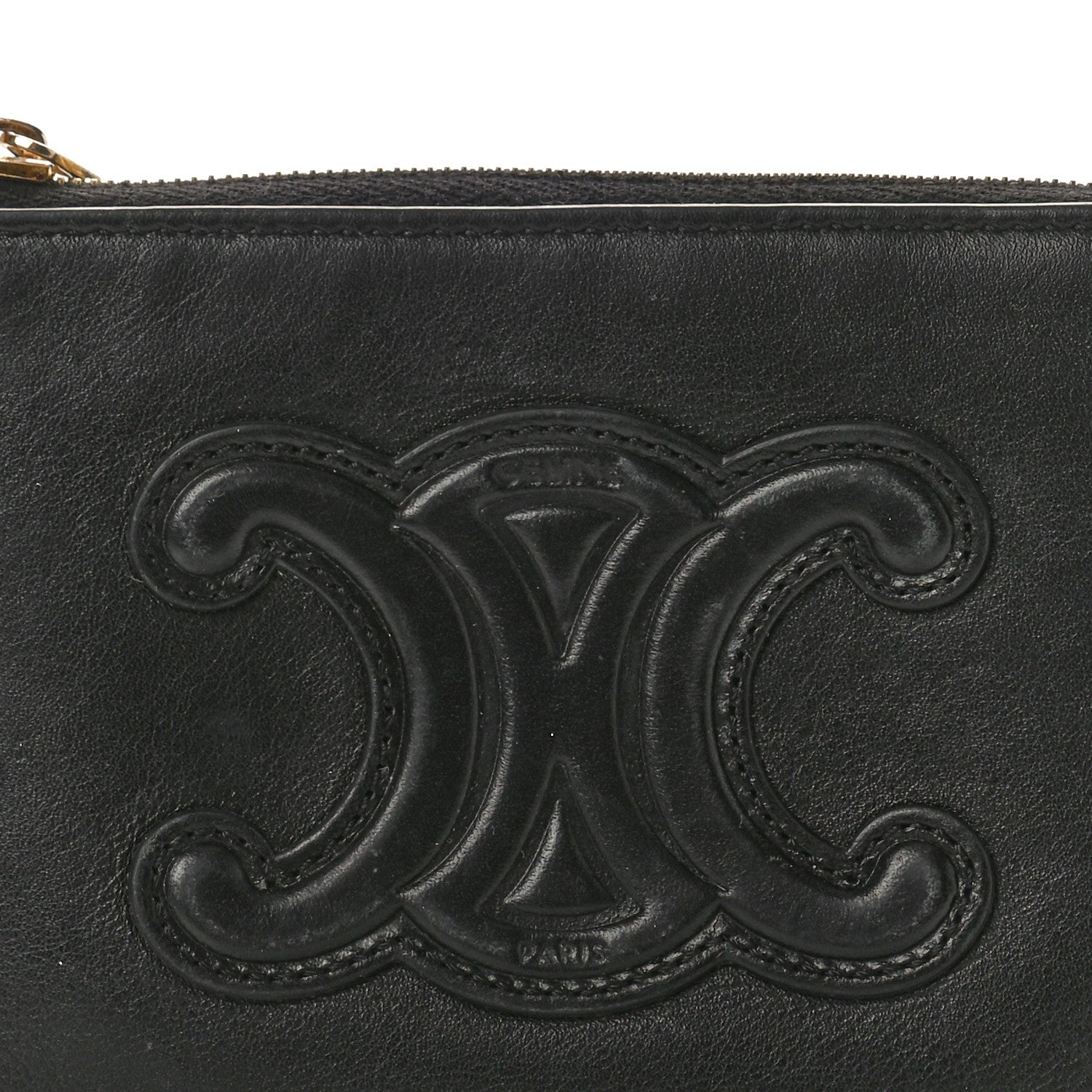 Celine Smooth Calfskin Cuir Triomphe Coin and Card Pouch With Hook Black 7 of 7