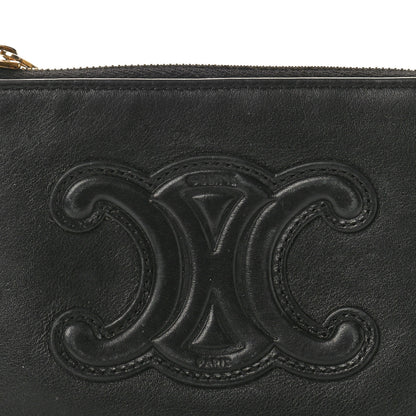 Celine Smooth Calfskin Cuir Triomphe Coin and Card Pouch With Hook Black 7 of 7