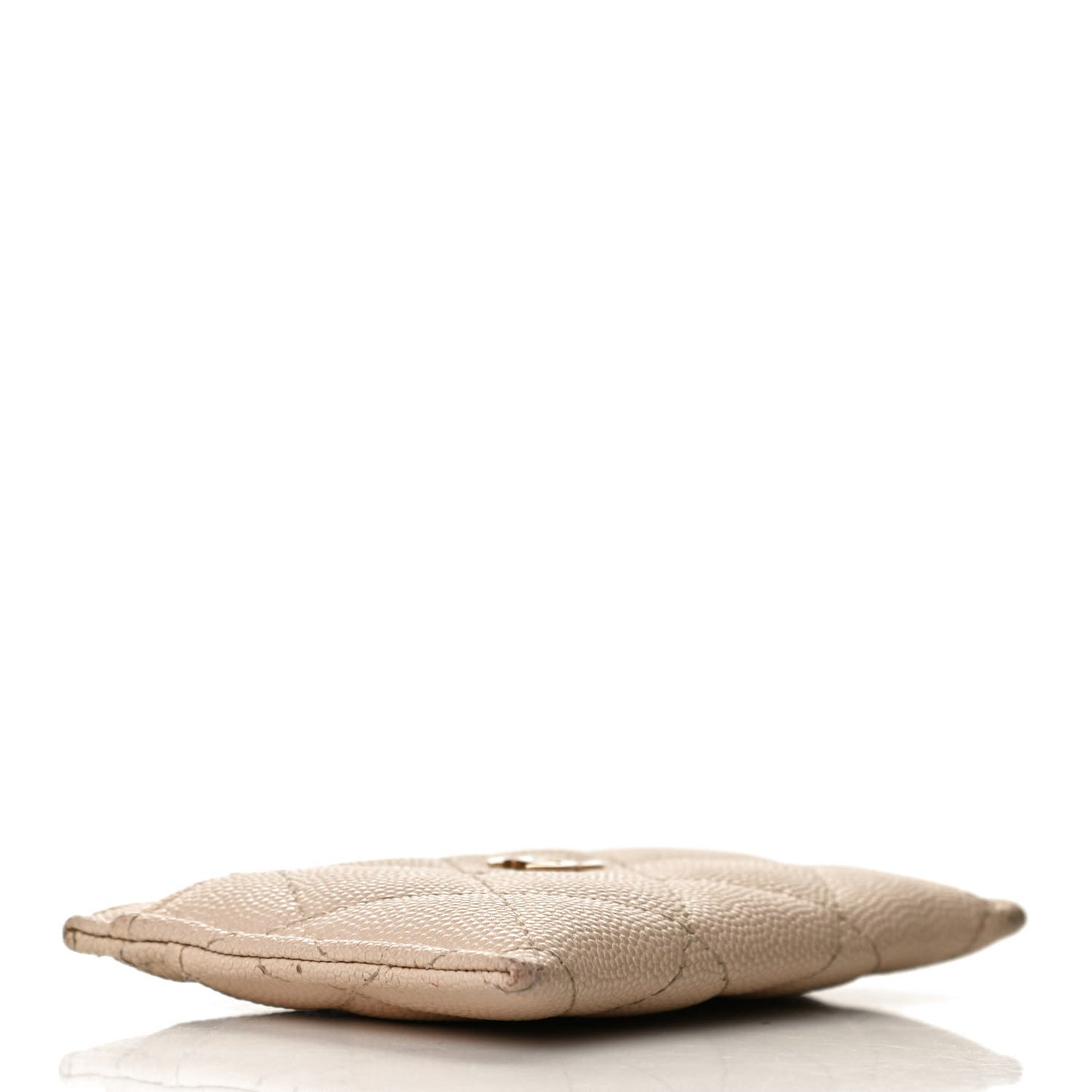 Caviar Quilted Card Holder Light Beige