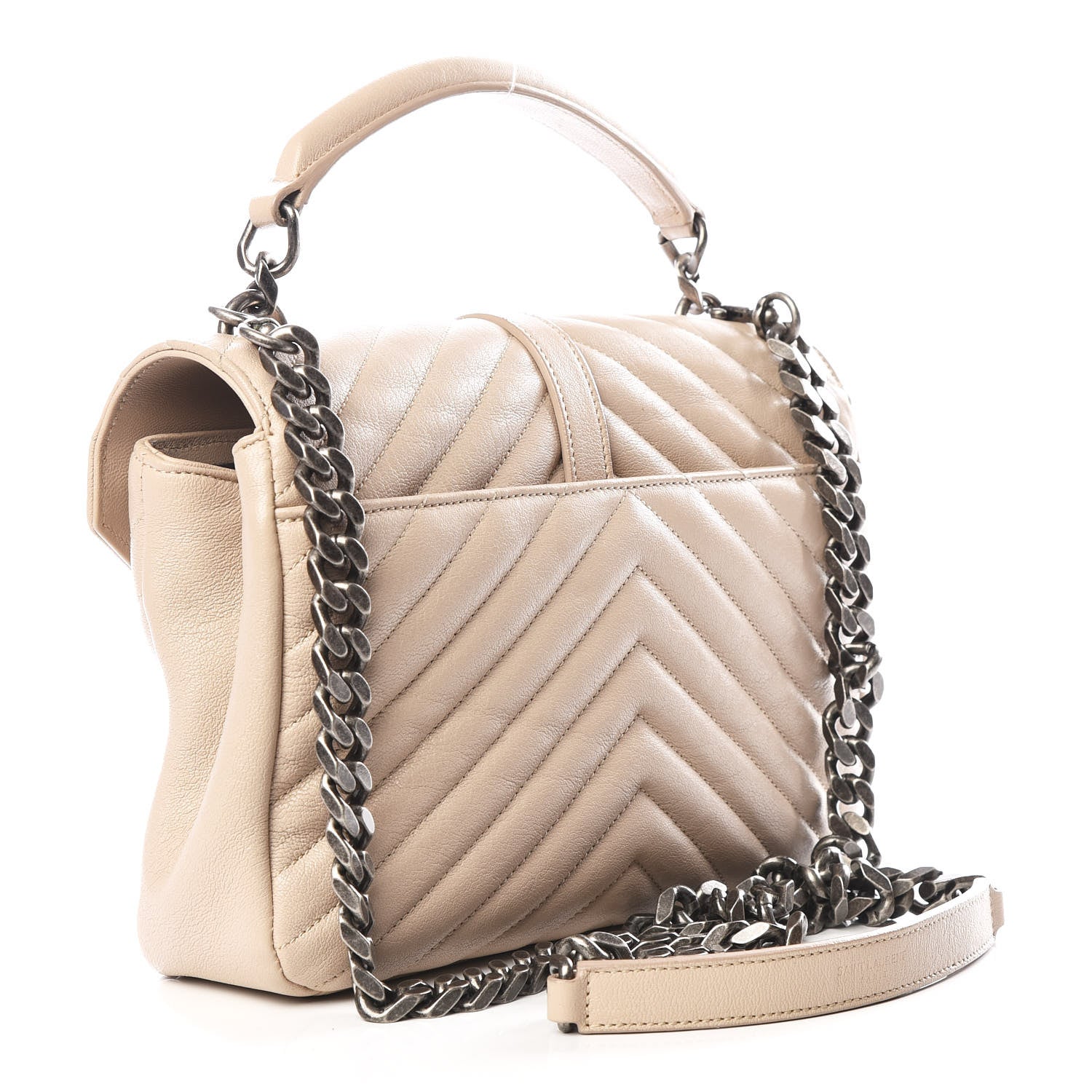 Saint Laurent Sheepskin Matelasse Chevron Monogram Medium College Bag Rose Antic 2 of 10