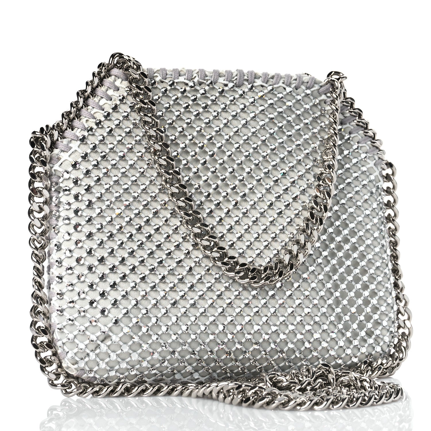 Stella McCartney Mesh Crystal Mini Falabella Tote Silver 3 of 8