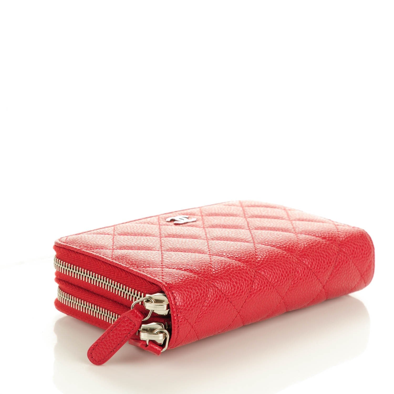 Chanel Caviar Quilted Large Gusset Double Zip Around Wallet Red 4 of 8