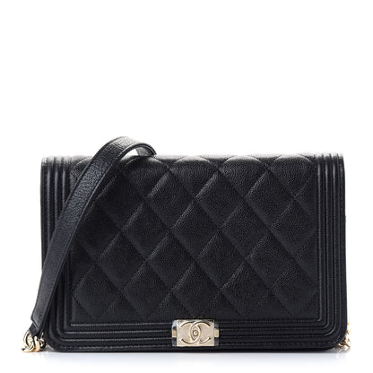 Chanel Caviar Quilted Boy Wallet On Chain WOC Black 1 of 10