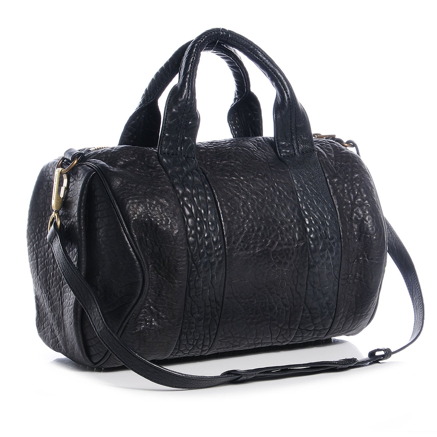 Pebbled Lambskin Rocco Black Antique Brass Hardware