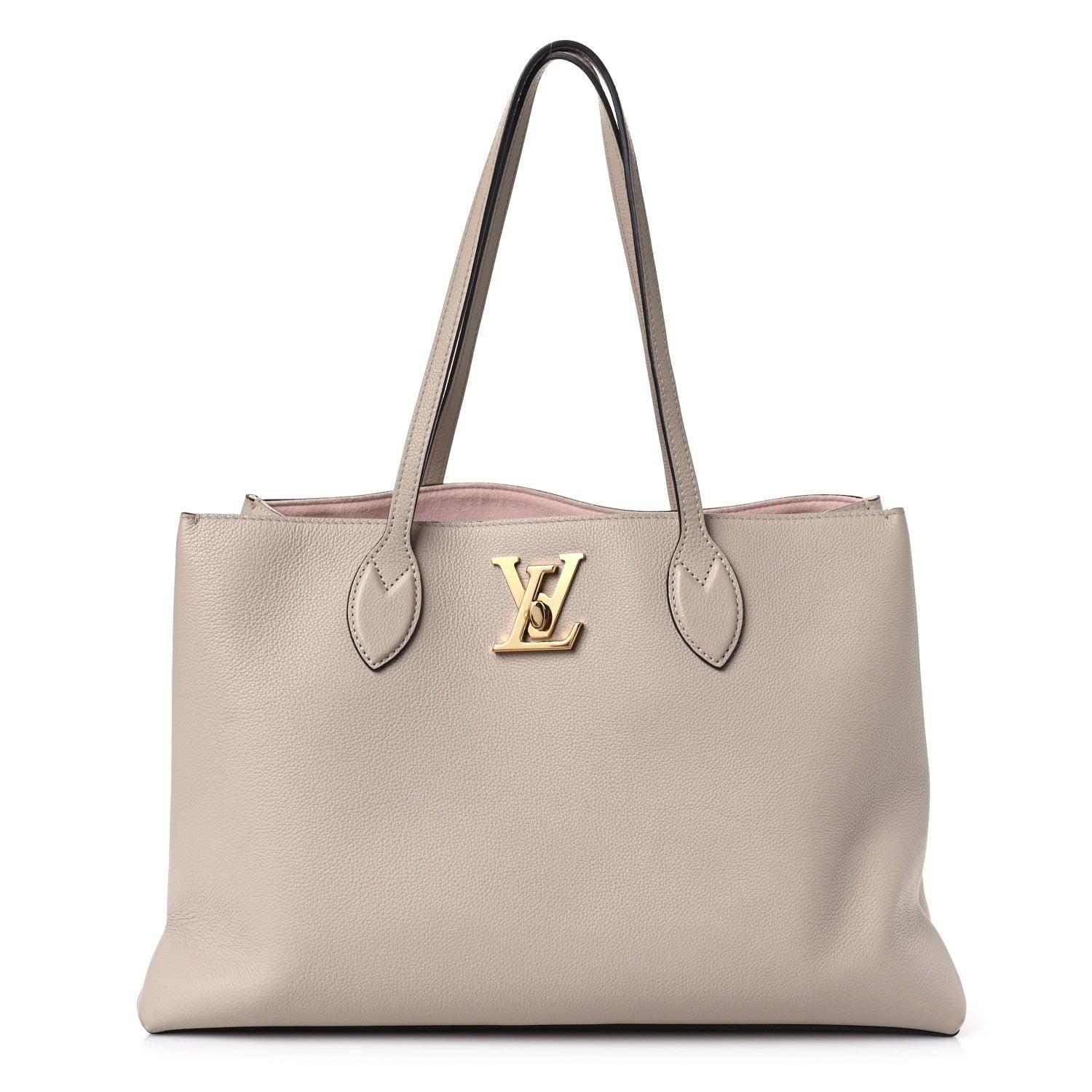 Louis Vuitton Grained Calfskin Lockme Shopper Greige 1 of 8