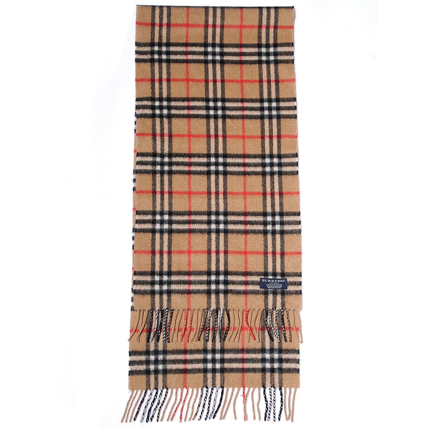 Cashmere House Check Fringe Scarf Camel