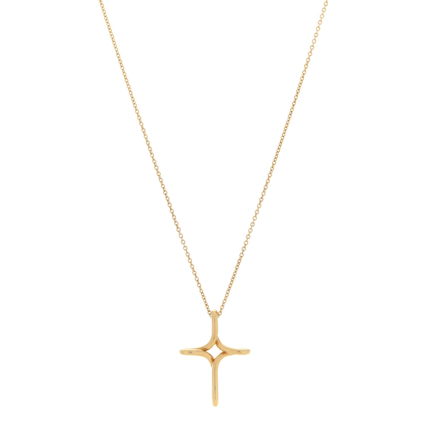 Tiffany 18K Yellow Gold Elsa Peretti Infinity Cross Pendant Necklace 1 of 6