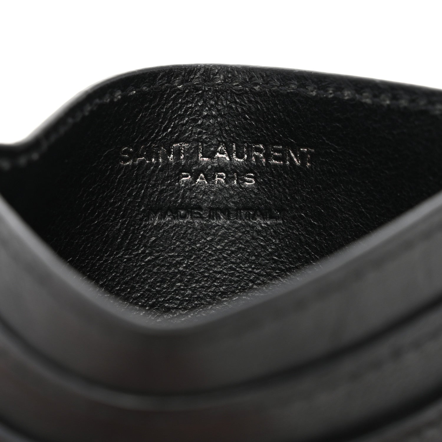 Saint Laurent Calfskin Crocodile Embossed Monogram Credit Card Case Black 6 of 8