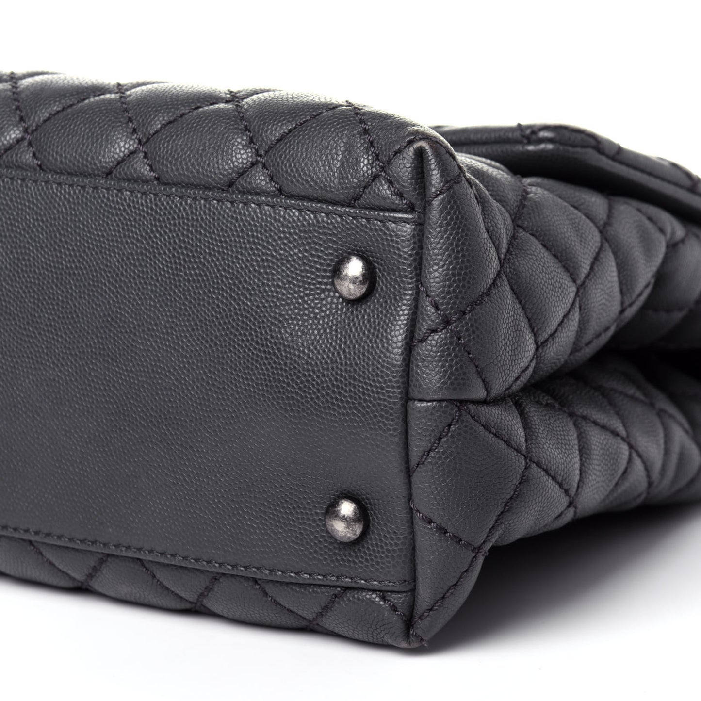 Caviar Lizard Quilted Medium Coco Handle Flap Grey
