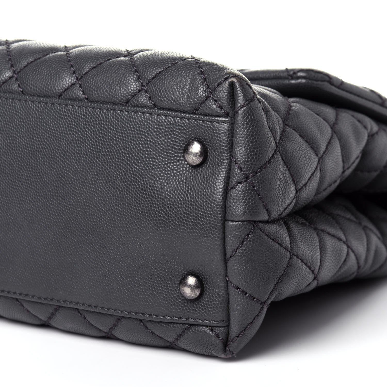 Chanel Caviar Lizard Quilted Medium Coco Handle Flap Grey 8 of 12