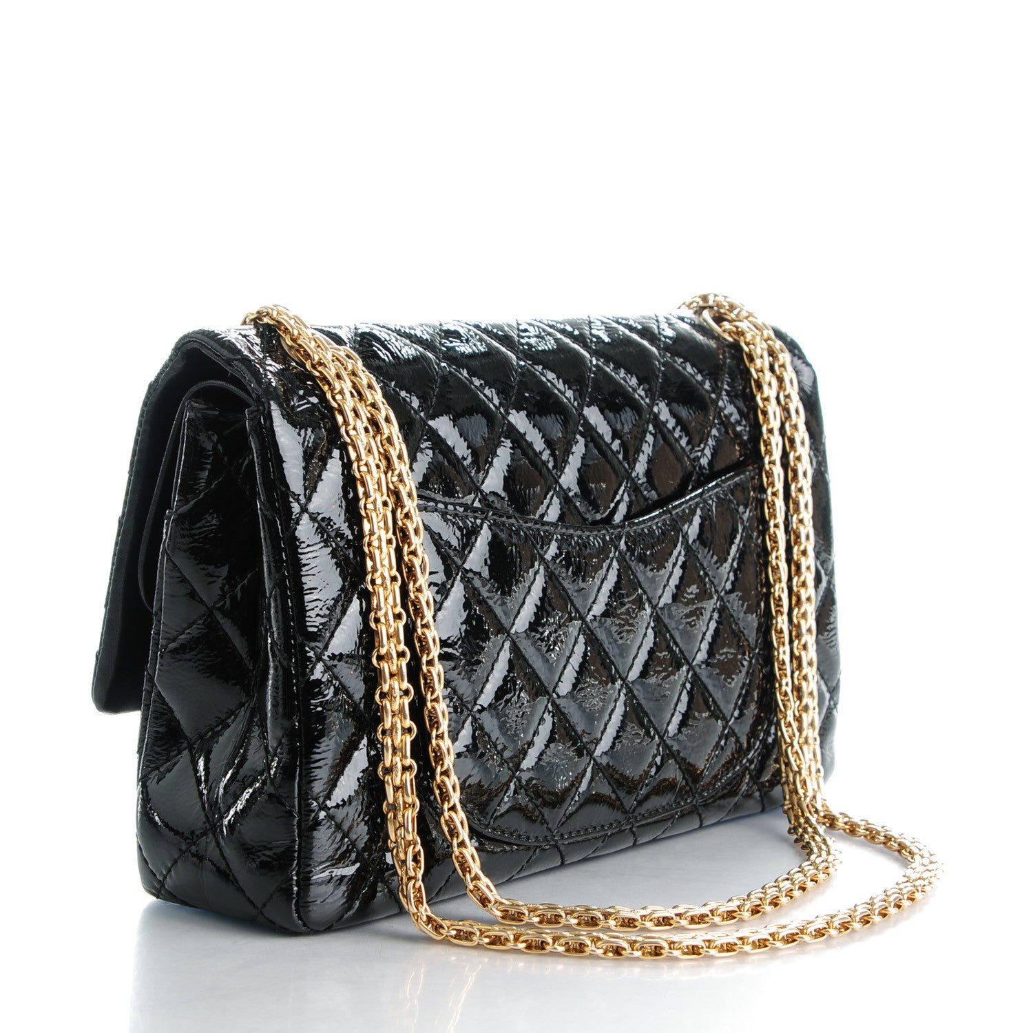 Chanel Distressed Patent Quilted 2.55 Reissue 226 Flap Black 3 of 9