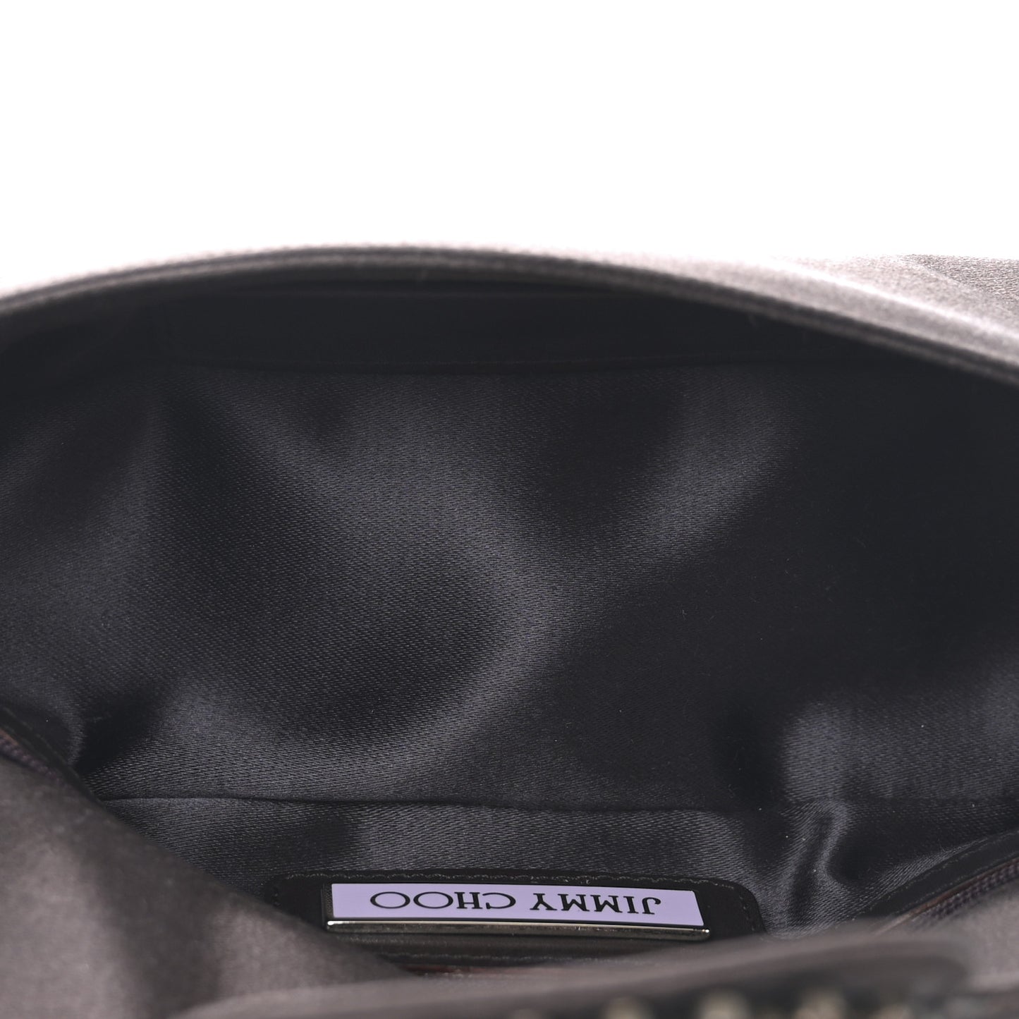 Satin Crystal Pochette Shoulder Bag Brown