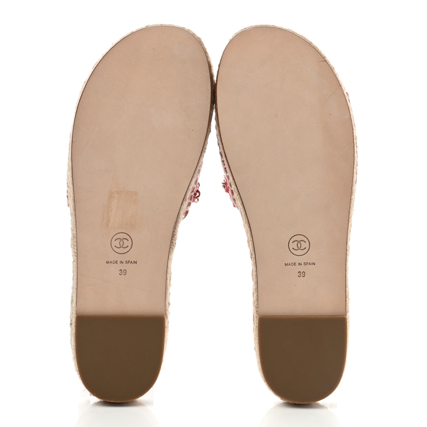 Lambskin Quilted CC Espadrille Slip On Sandals 39 Red