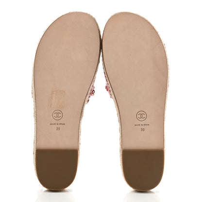 Chanel Lambskin Quilted CC Espadrille Slip On Sandals 39 Red 5 of 10