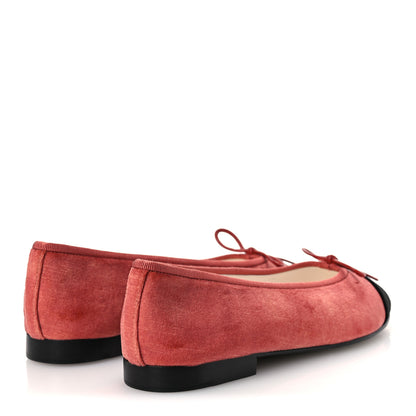 Chanel Velvet Cap Toe CC Ballerina Flats 36.5 Dark Pink Black 5 of 11
