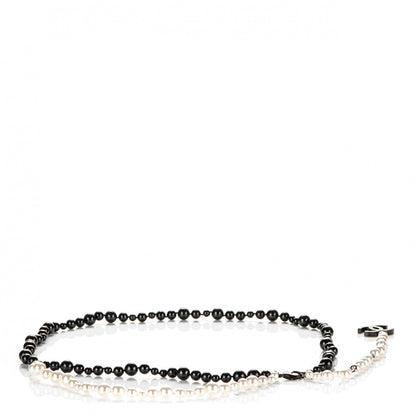 Chanel Pearl Beaded CC Double Strand Belt Black White 1 of 4