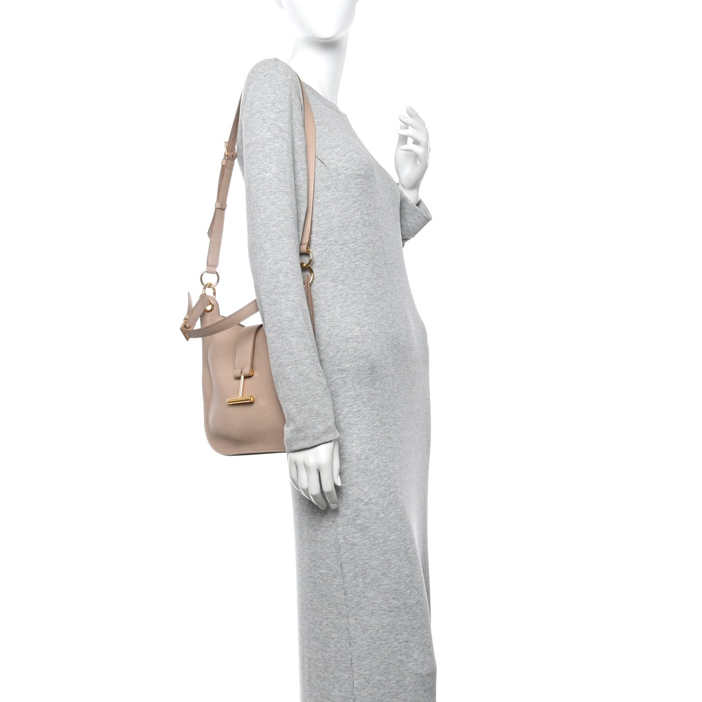Grain Calfskin Small Tara Crossbody Beige