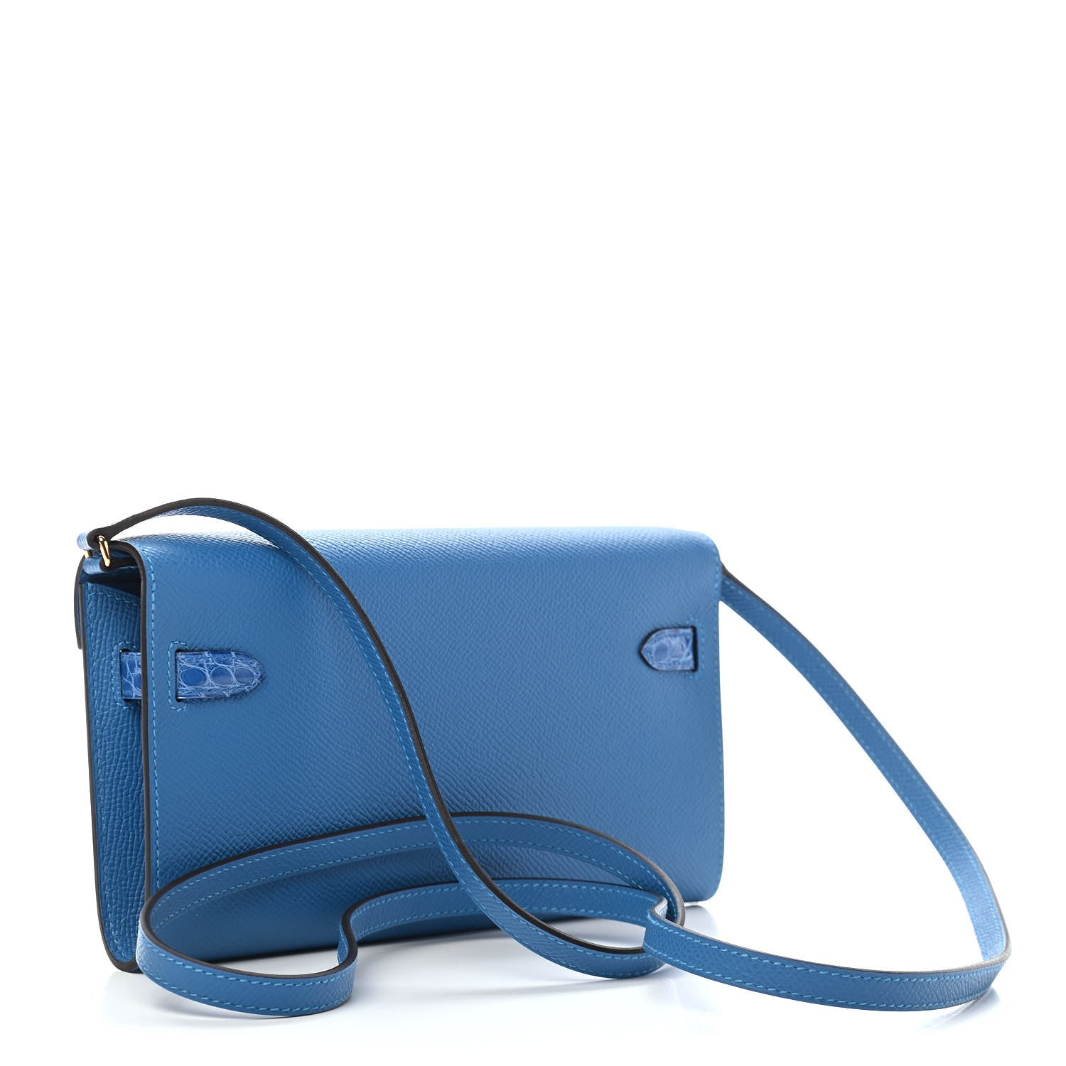Hermes Epsom Shiny Alligator Touch Kelly Wallet To Go Mykonos Bleu Zellige 3 of 8