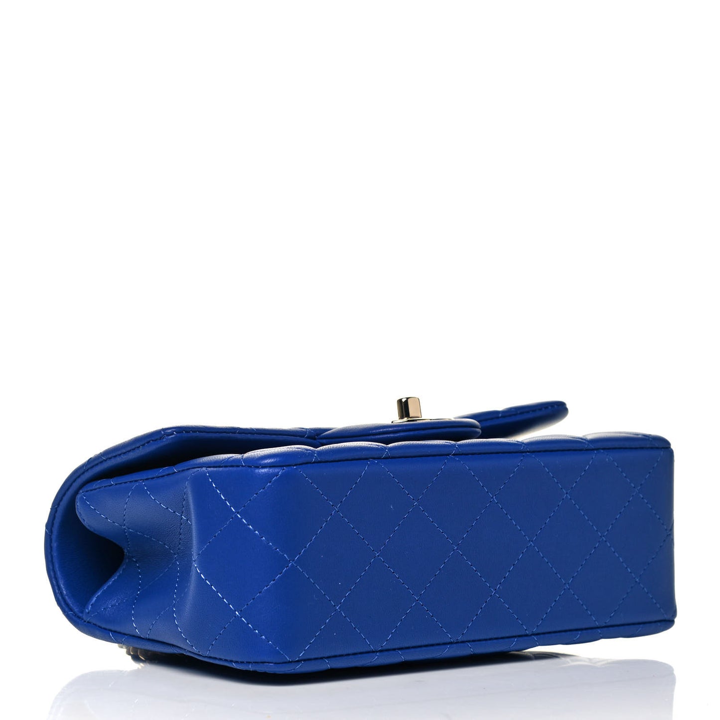 Lambskin Quilted Mini Top Handle Rectangular Flap Dark Blue