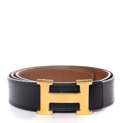 Hermes Box Togo 32mm H Belt 90 Black Gold 1 of 11