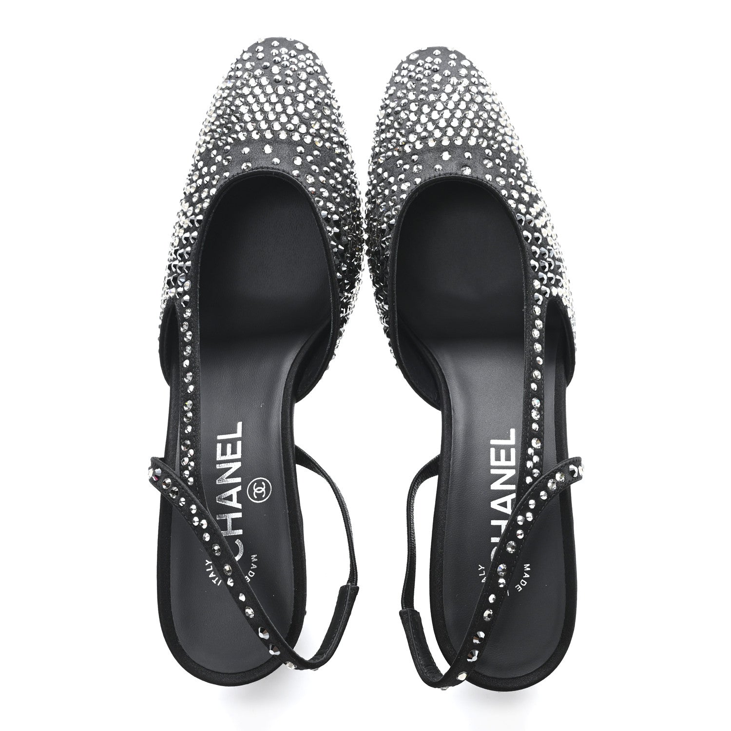 Chanel Strass Cap Toe CC Slingback Pumps 38.5 Black 2 of 10