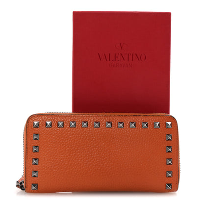 Valentino Garavani Grained Calfskin Rockstud Zip Around Wallet Orange 8 of 8