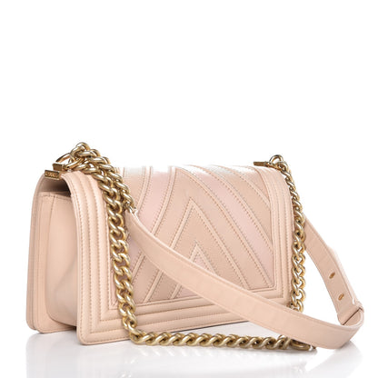 Chanel Caviar Calfskin Chevron Medium Boy Flap Light Pink 3 of 11