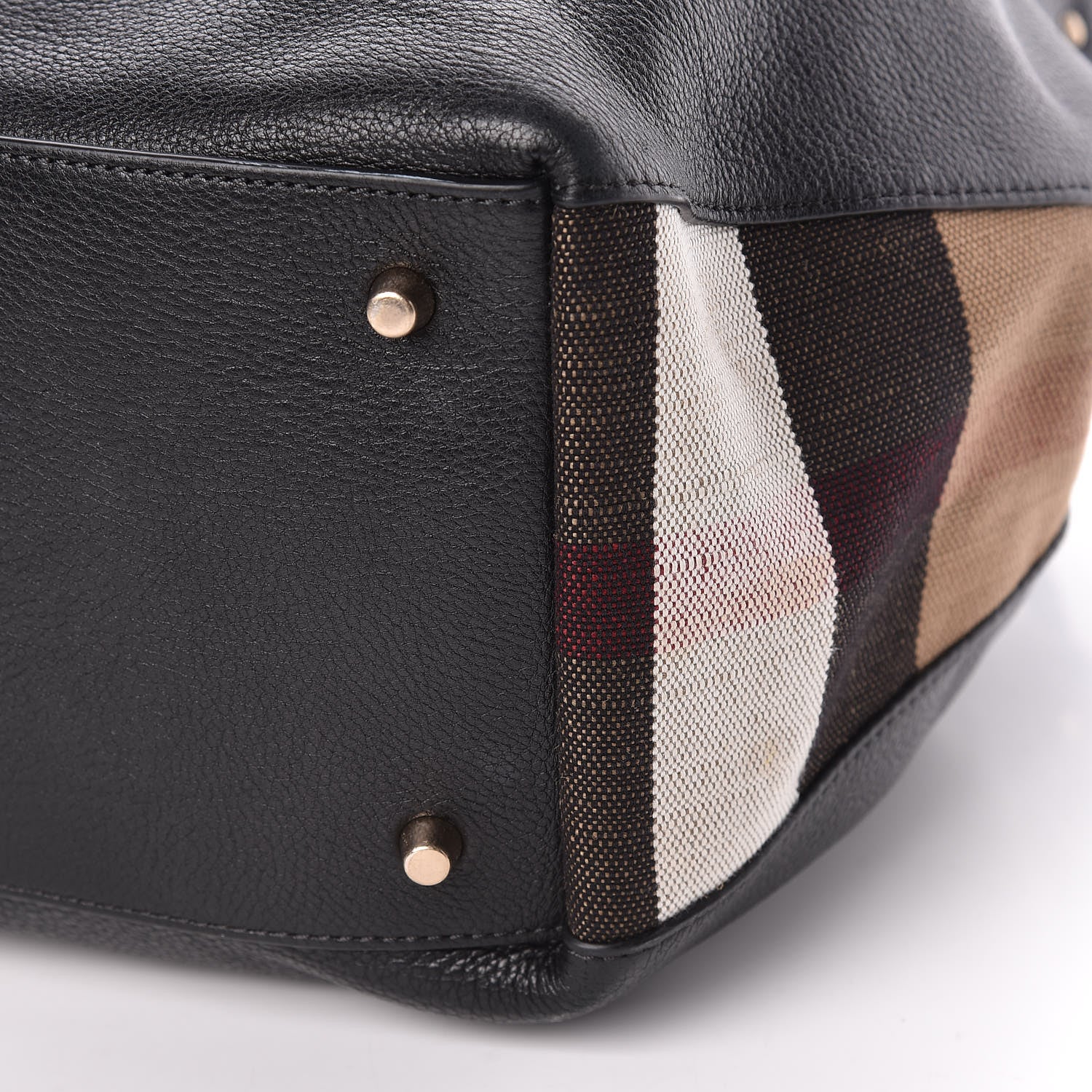 Burberry Grainy Calfskin House Check Medium Maidstone Black 5 of 12