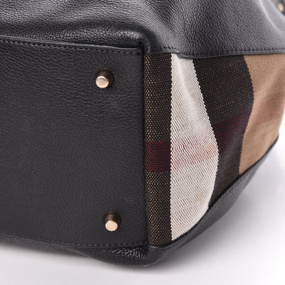 Burberry Grainy Calfskin House Check Medium Maidstone Black 5 of 12