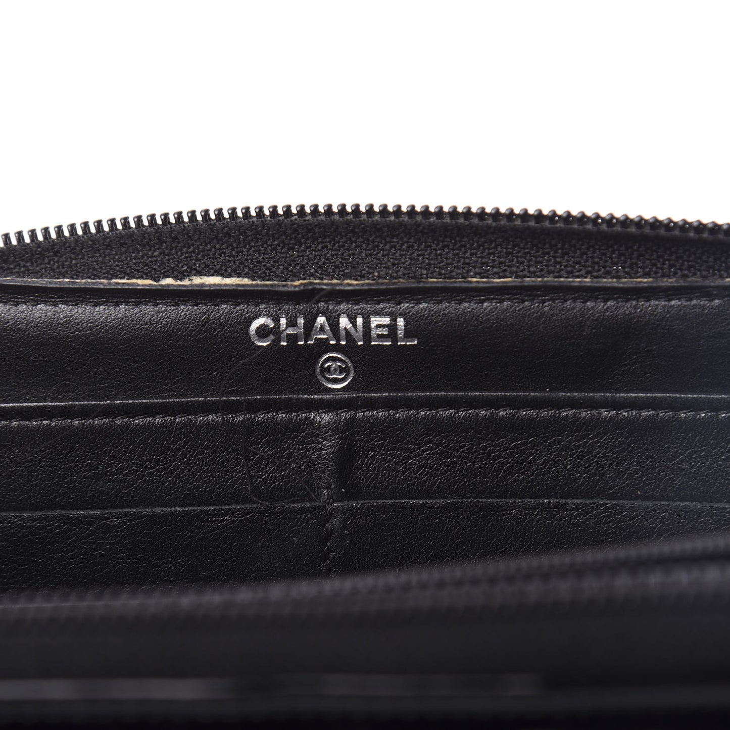 Patent Large Gusset CC Zip Wallet Black