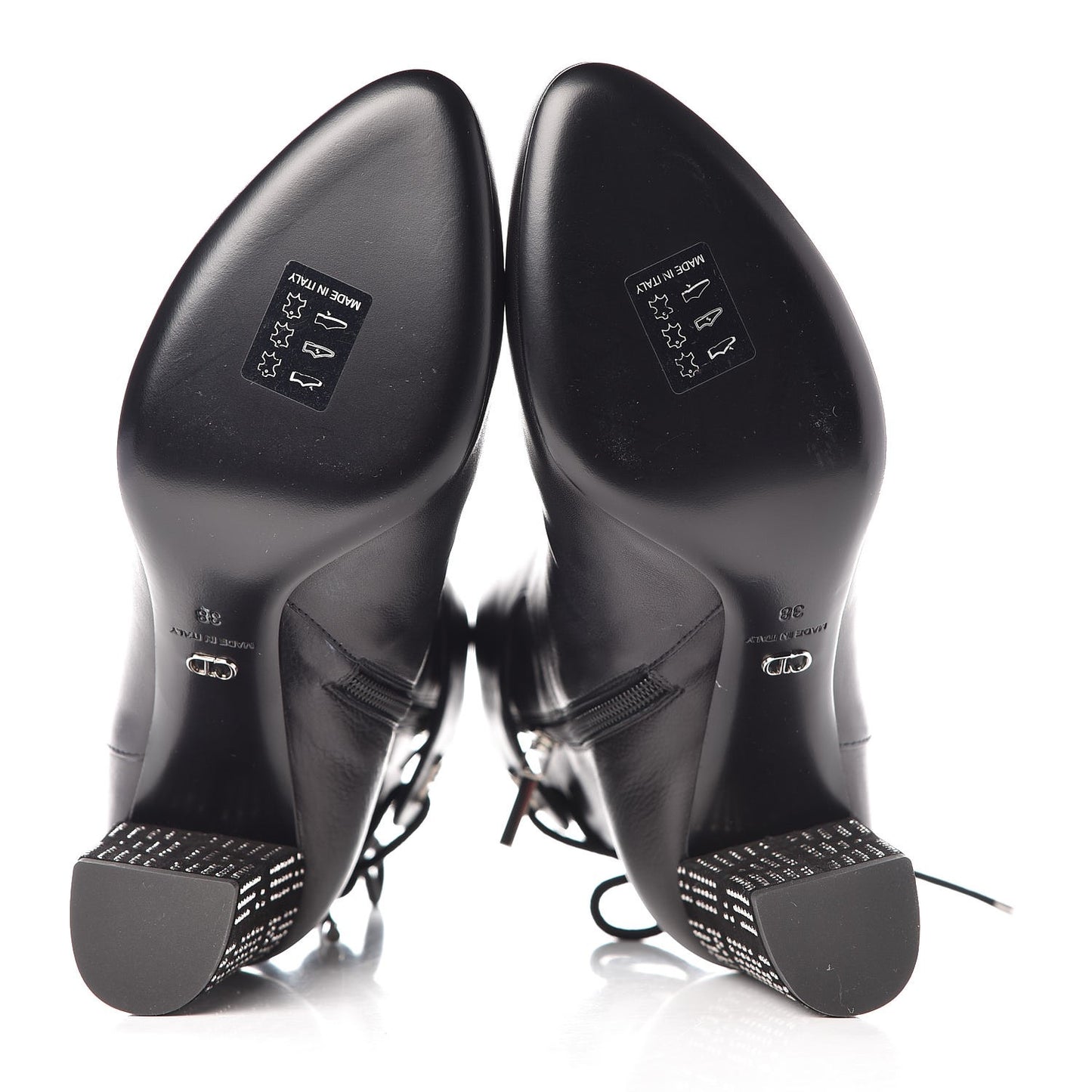 Calfskin Studded Stellar Ankle Boots 38 Black