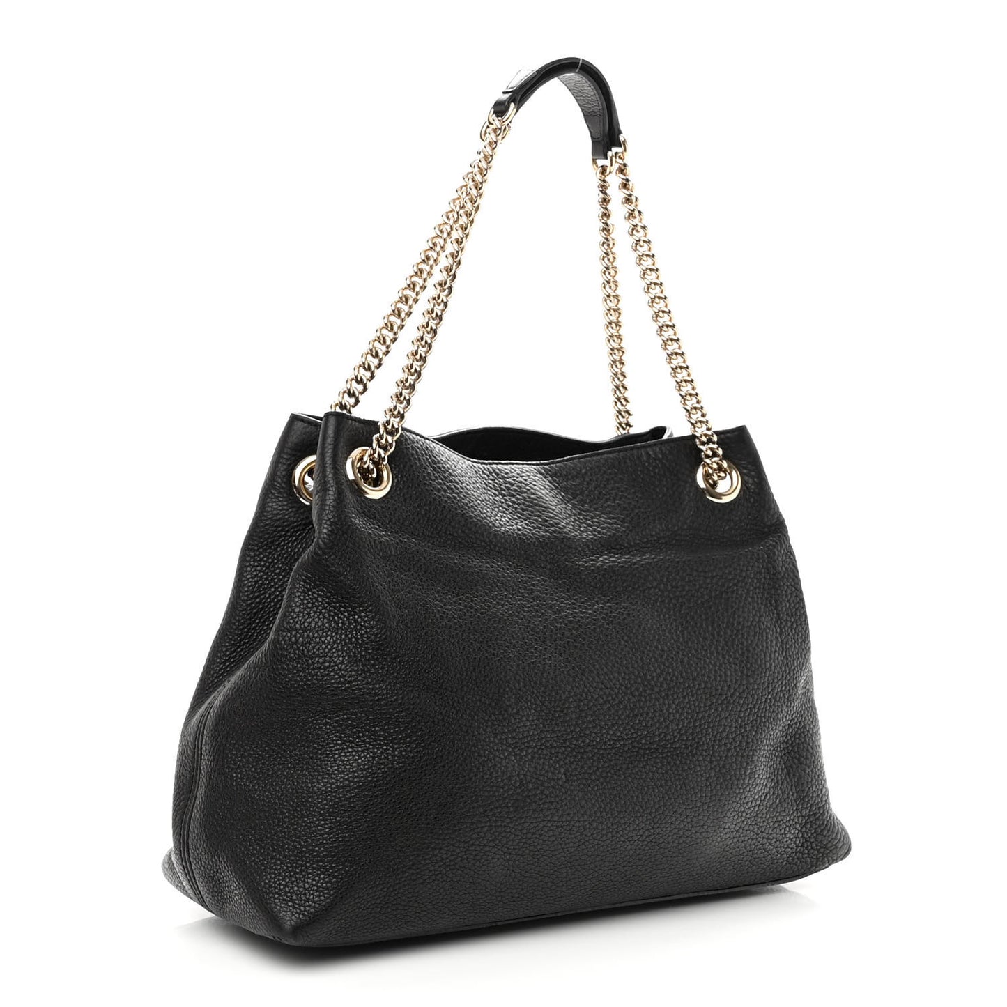 Pebbled Calfskin Medium Soho Chain Shoulder Bag Black