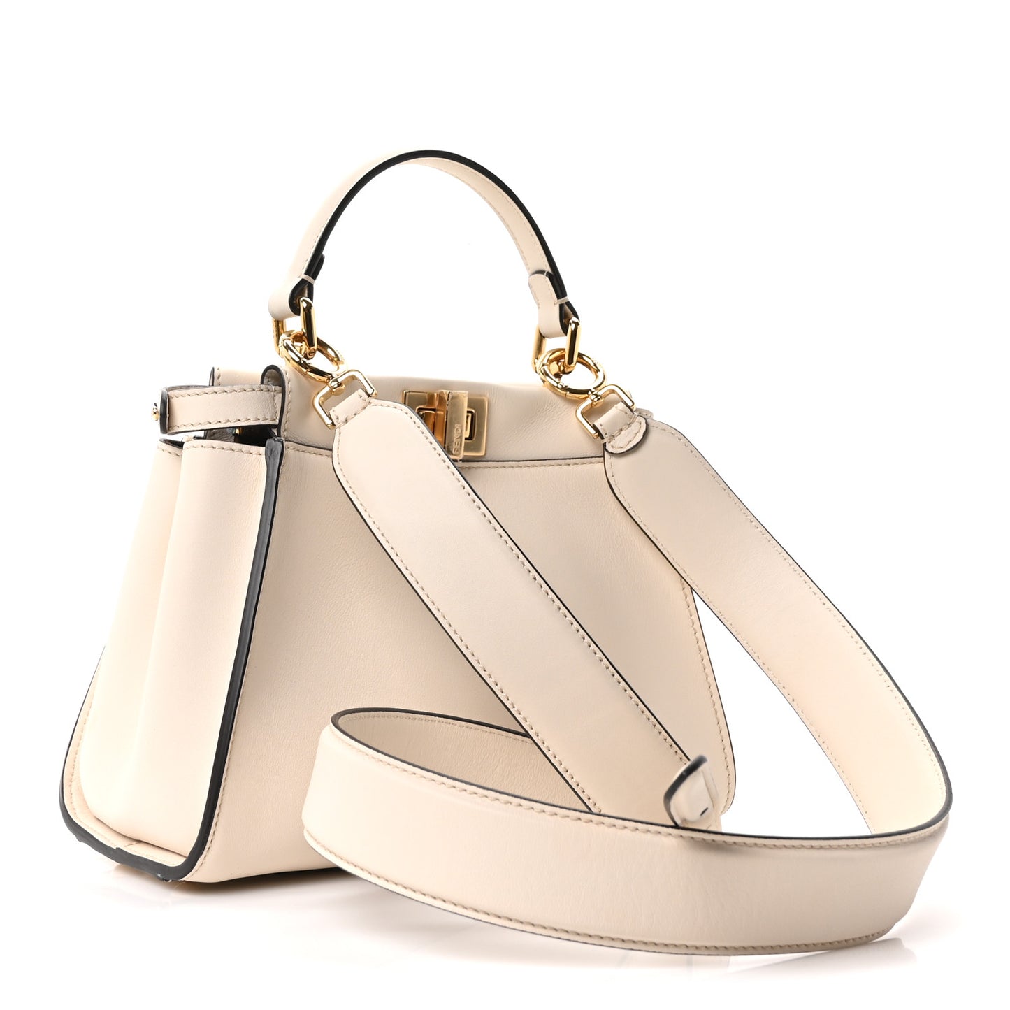 Vitello Seta Suede FF Mini Peekaboo Iconic Satchel  Uovo Sigaro Marrone