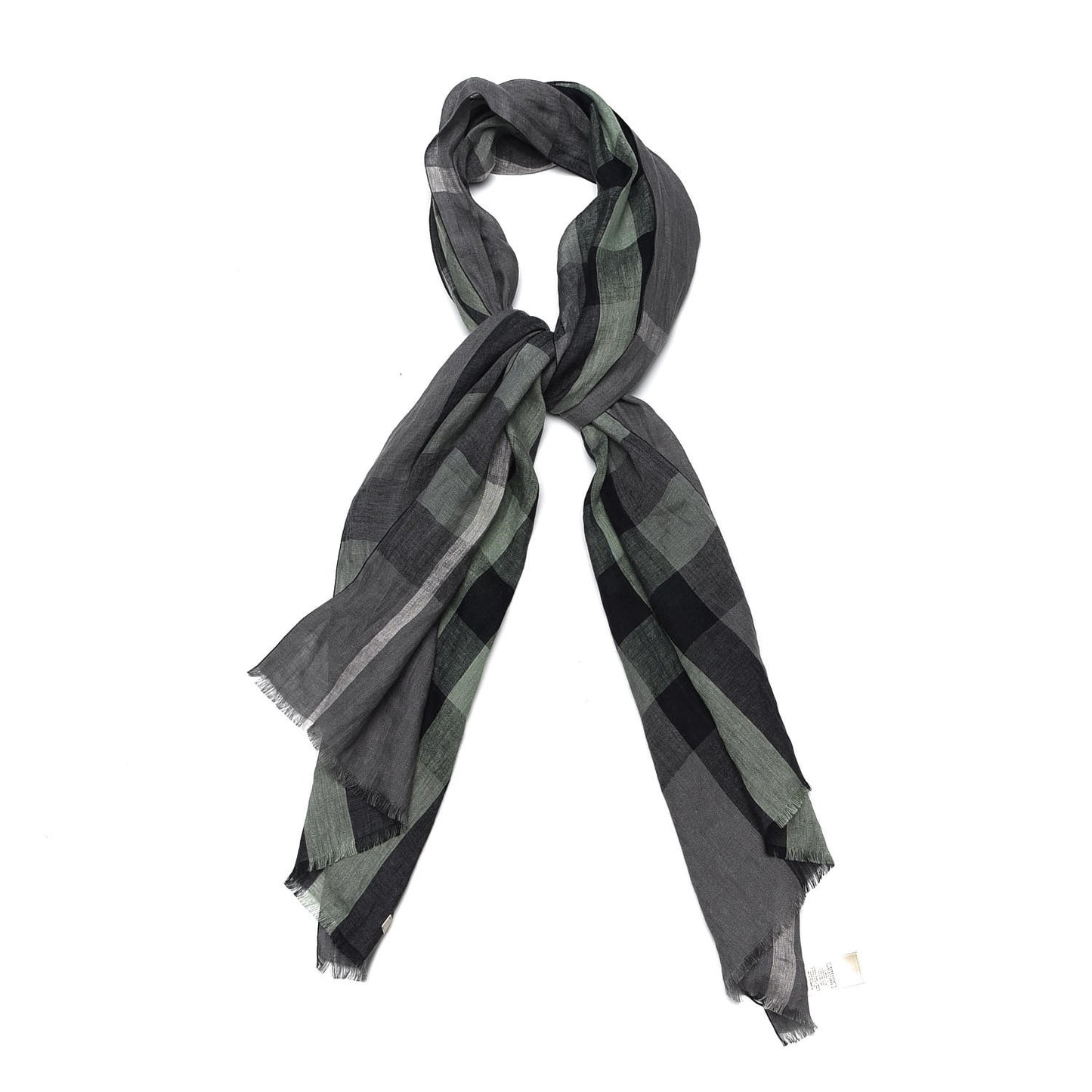 Linen Giant Exploded Check Lightweight Scarf Light Grey