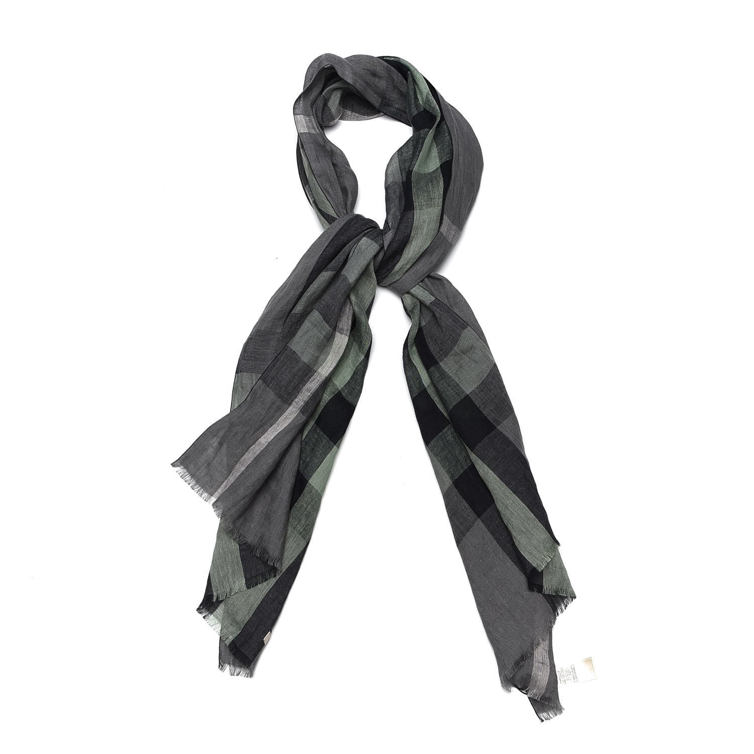 Burberry Linen Giant Exploded Check Lightweight Scarf Light Grey 1 of 5