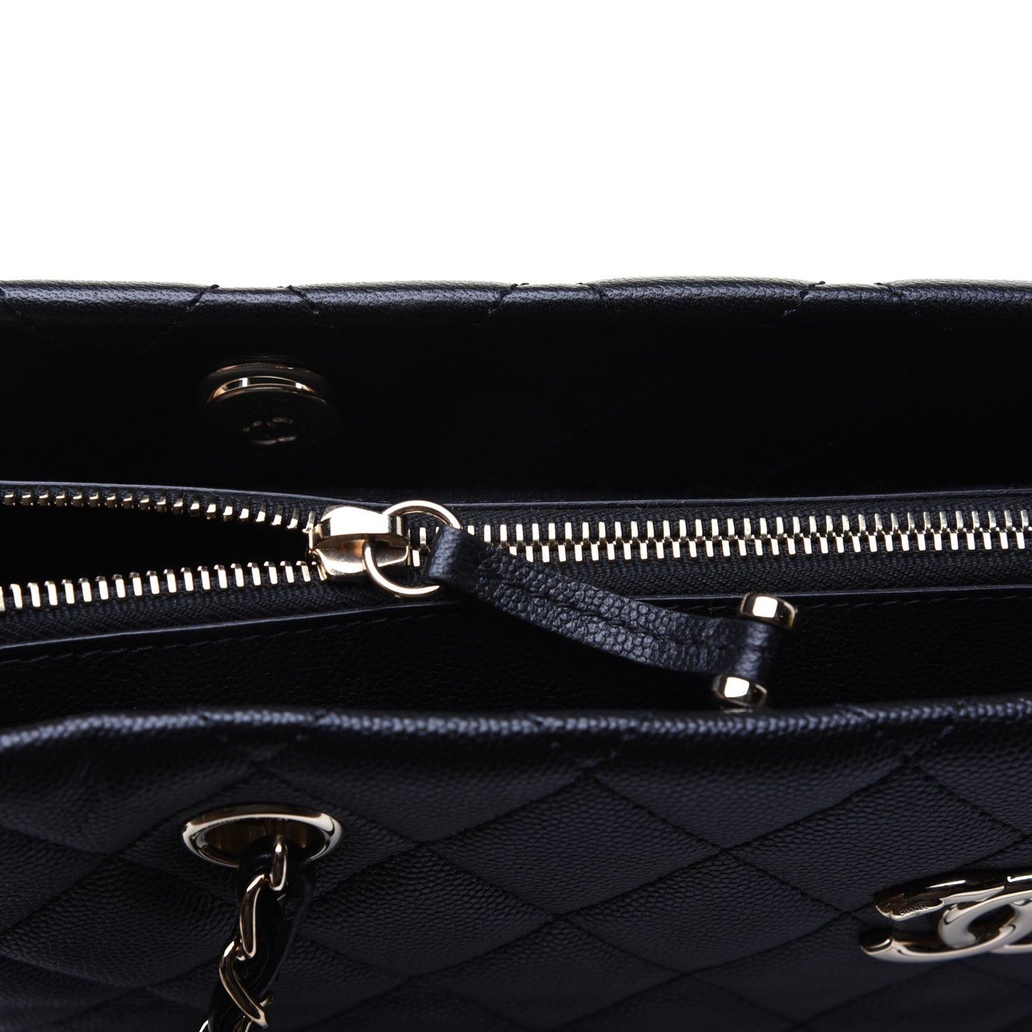 Caviar Quilted Rolled Up Tote Black