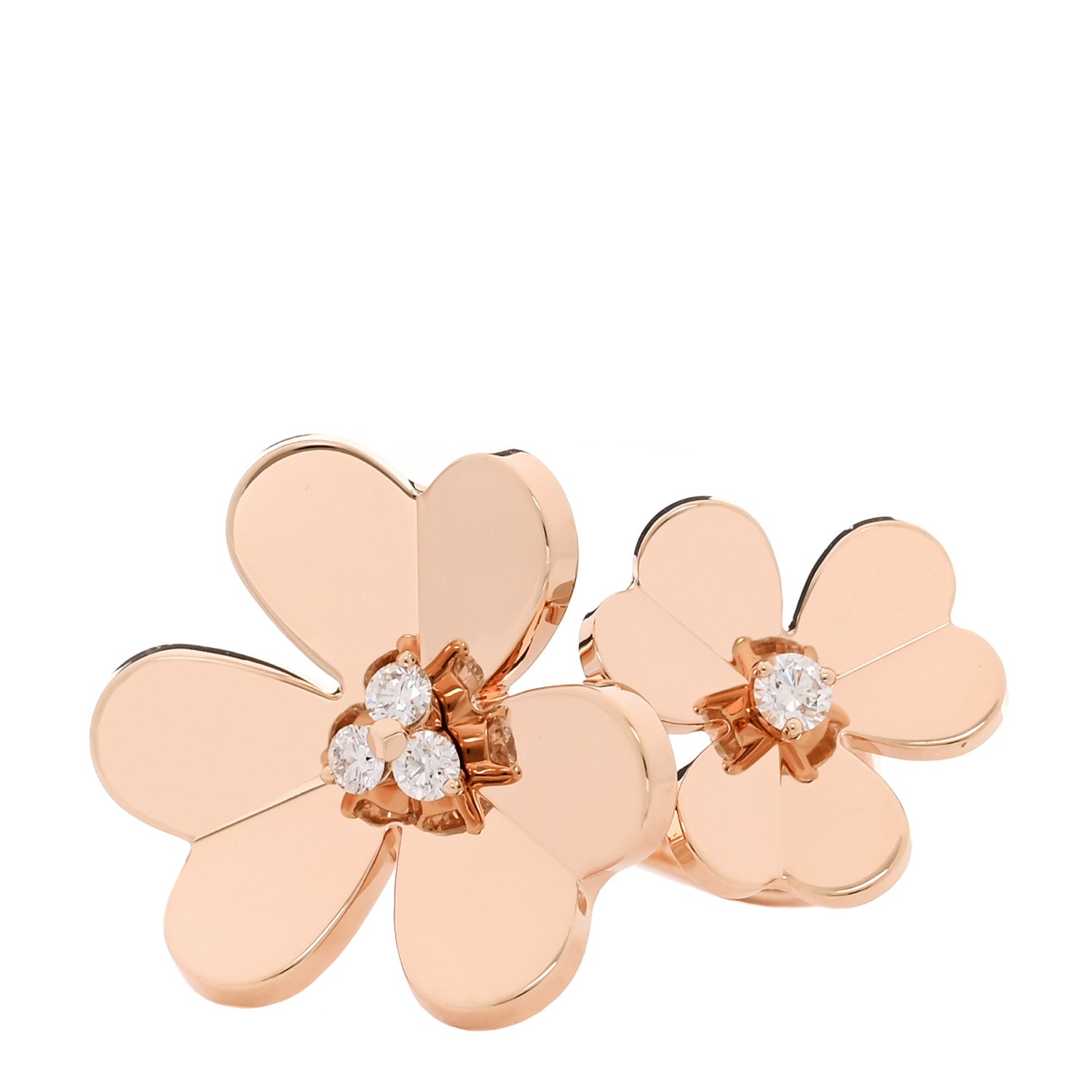 Van Cleef & Arpels 18K Rose Gold Diamond Frivole Between The Finger Ring 53 6.5 1 of 5