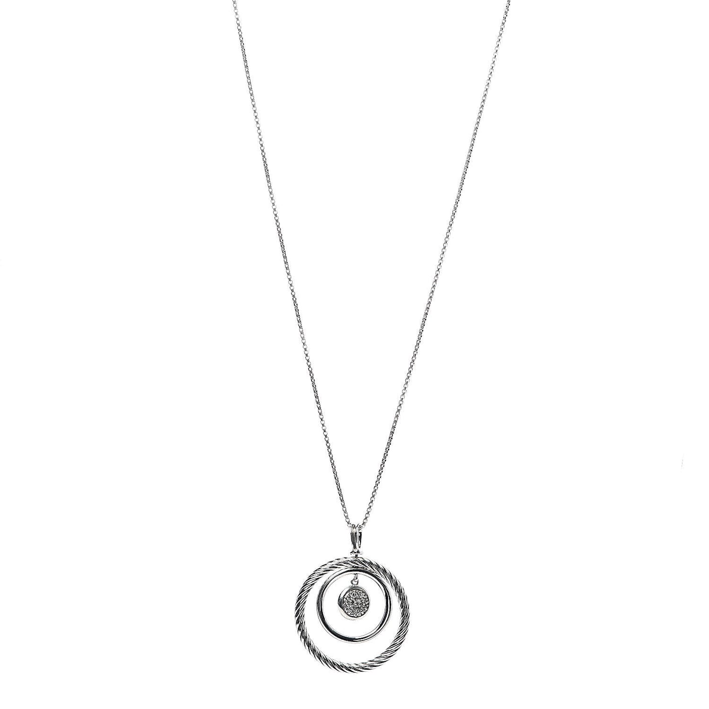 Sterling Silver Diamond Mobile Circle Pendant Necklace