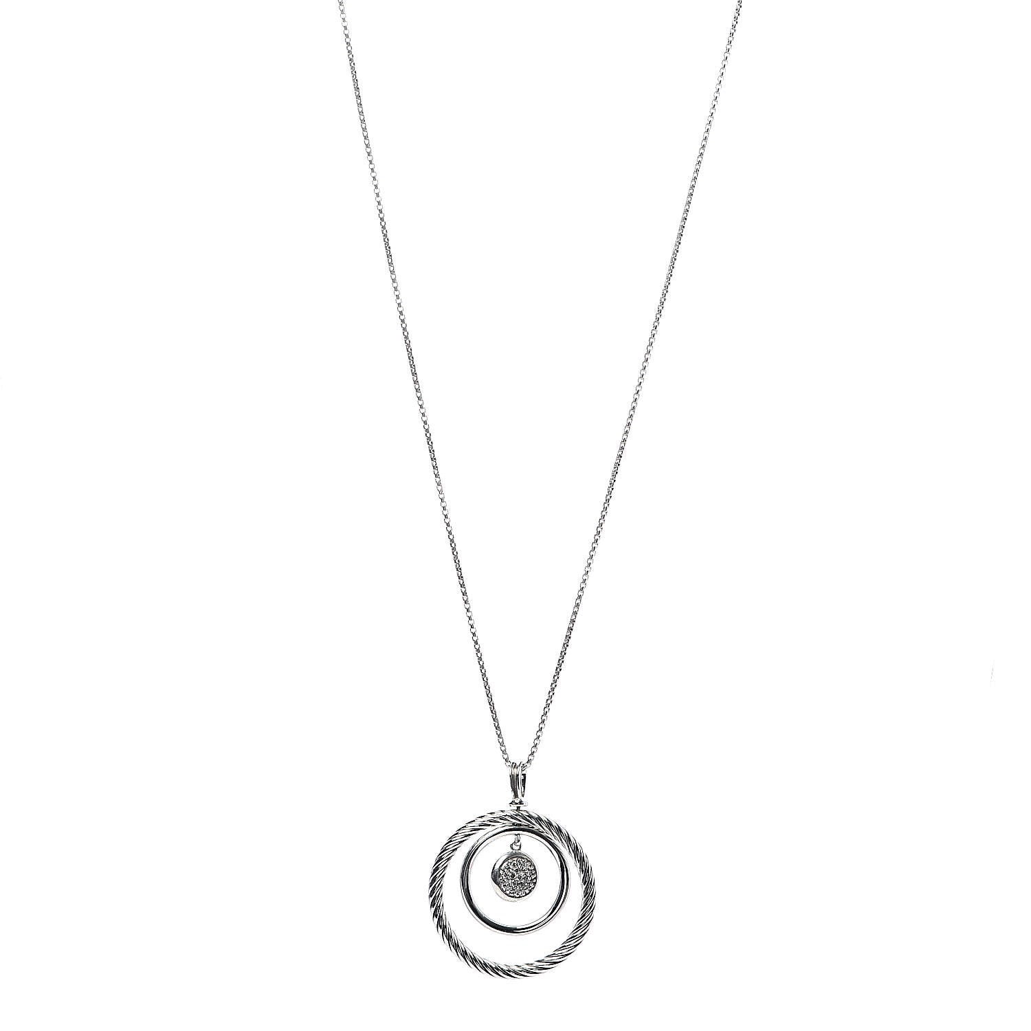 David Yurman Sterling Silver Diamond Mobile Circle Pendant Necklace 1 of 6