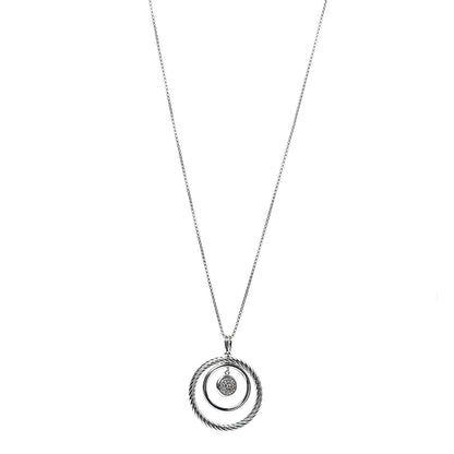 David Yurman Sterling Silver Diamond Mobile Circle Pendant Necklace 1 of 6