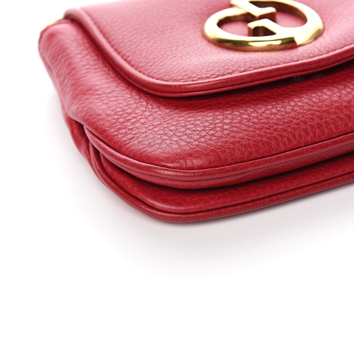 Gucci Pebbled Calfskin Small 1973 Chain Shoulder Bag Red 9 of 11