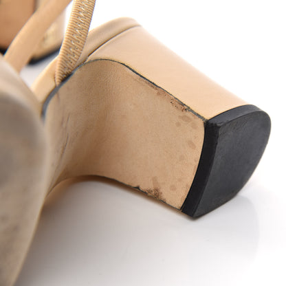 Chanel Goatskin Grosgrain Cap Toe CC Slingback Pumps 39.5 Beige Black 13 of 14